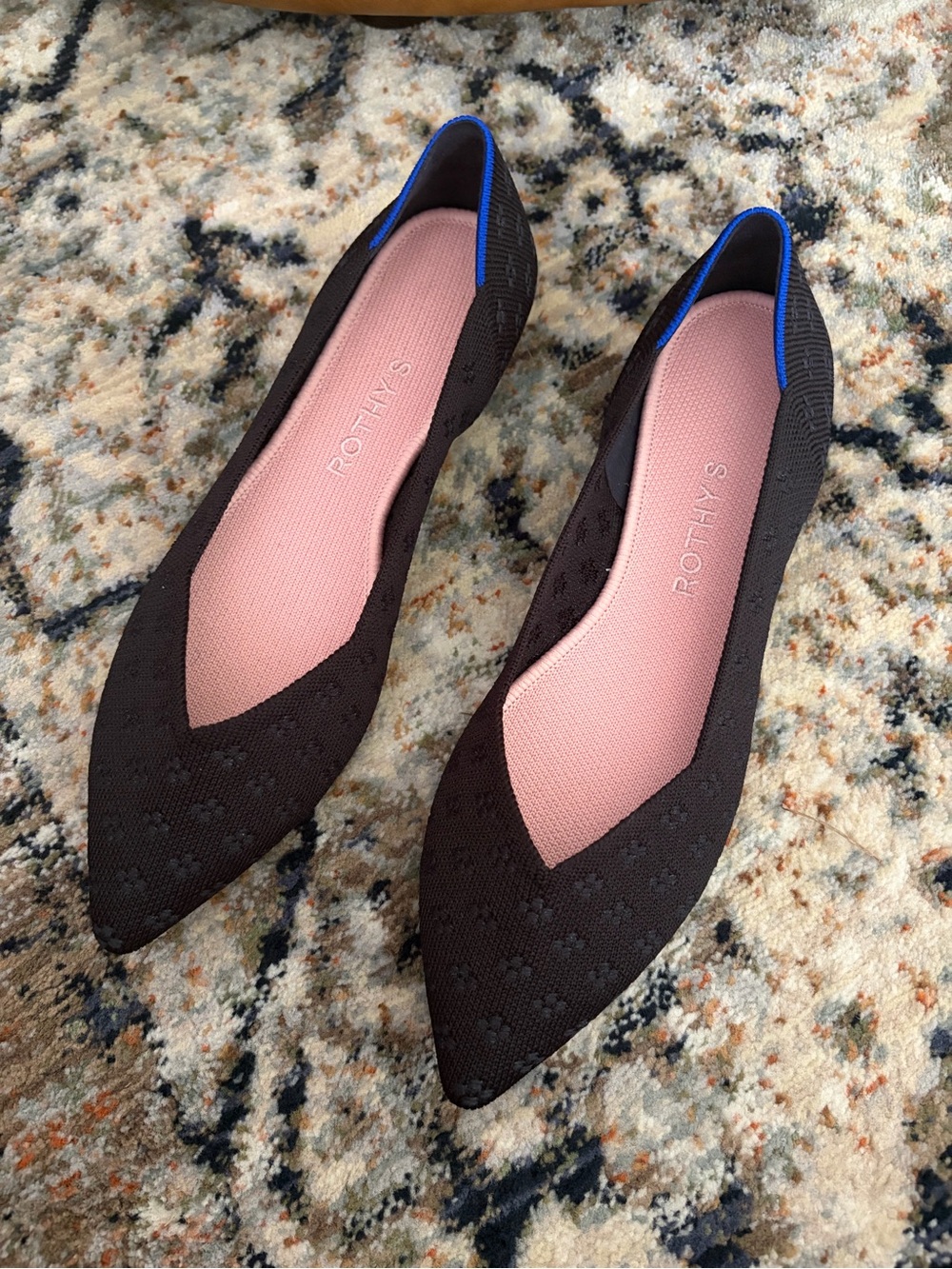 Rothy’s The Point Knit Pointed Toe Flats Black Women’s Size 8.5 - Picture 2 of 11